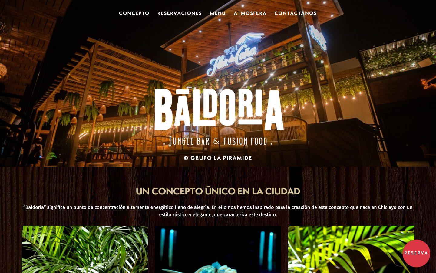 Sitio de Baldoria Lounge — vista de escritorio