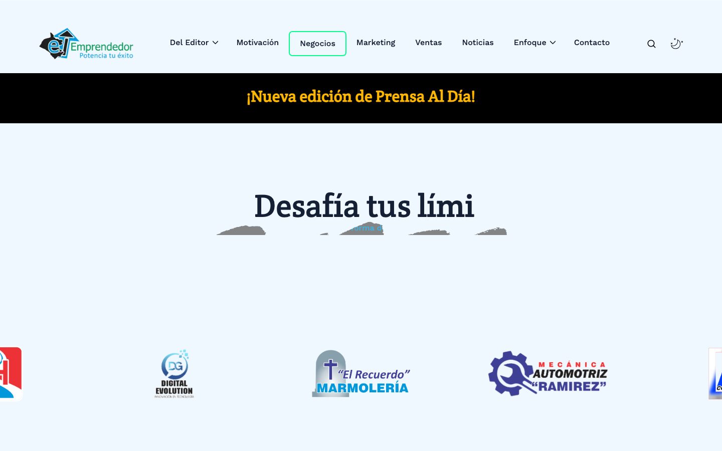 Sitio de Emprendedor Cix — vista de escritorio