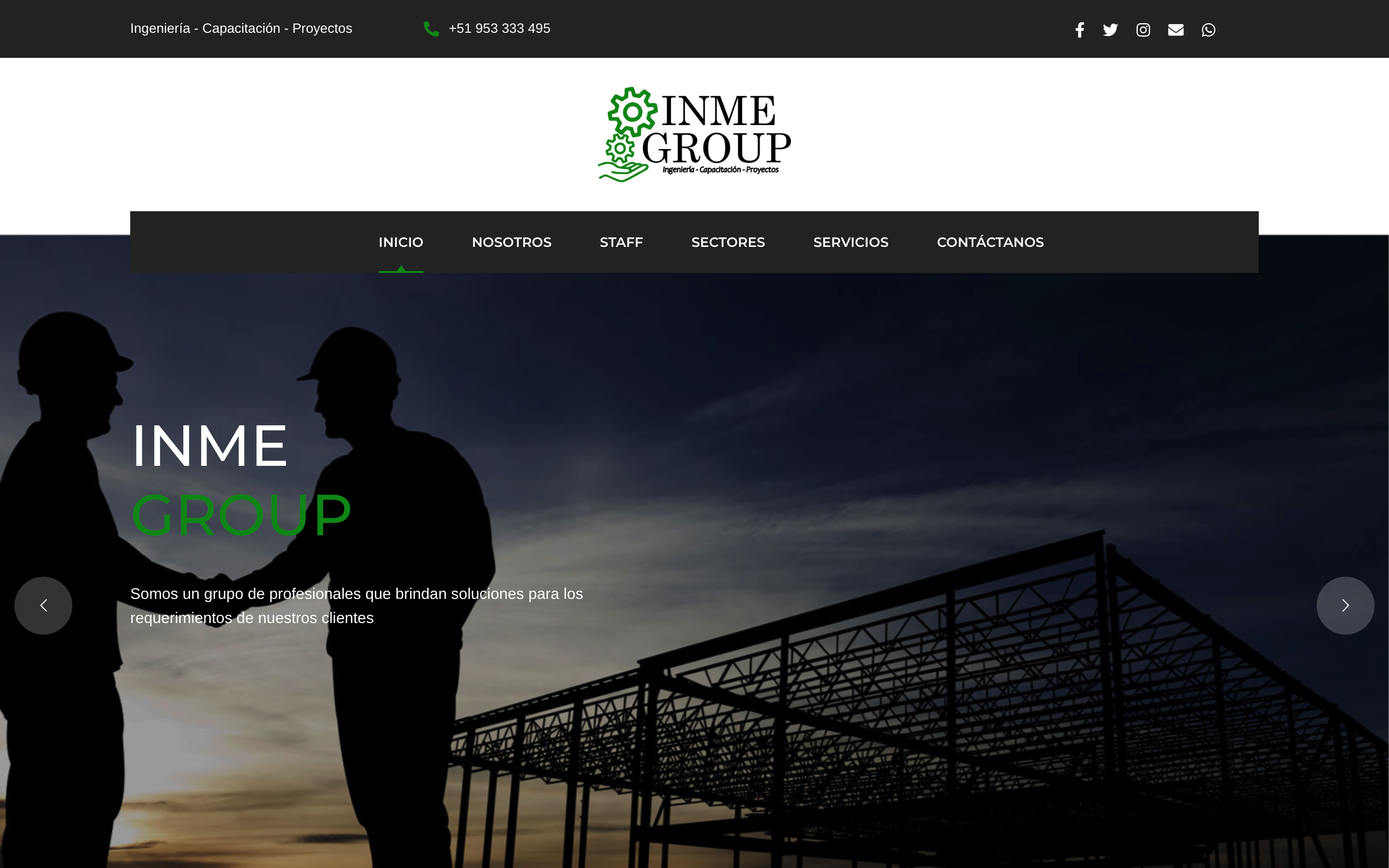 Sitio de INME Group — vista de escritorio