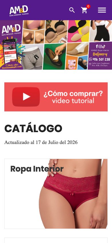 Sitio de Tienda AMYD — vista mobile